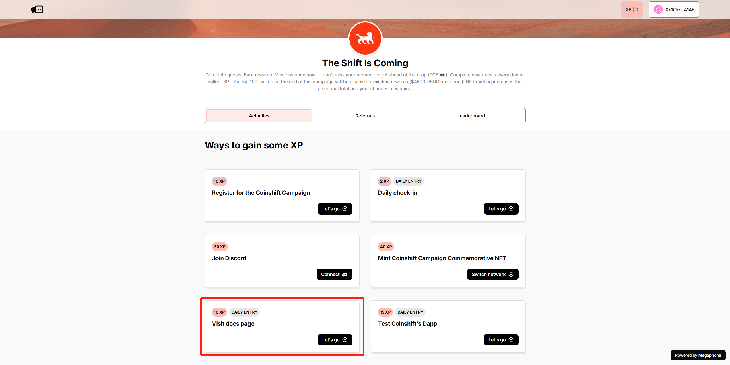猴嘻空投工具 · ${Coinshift Visit docs page}