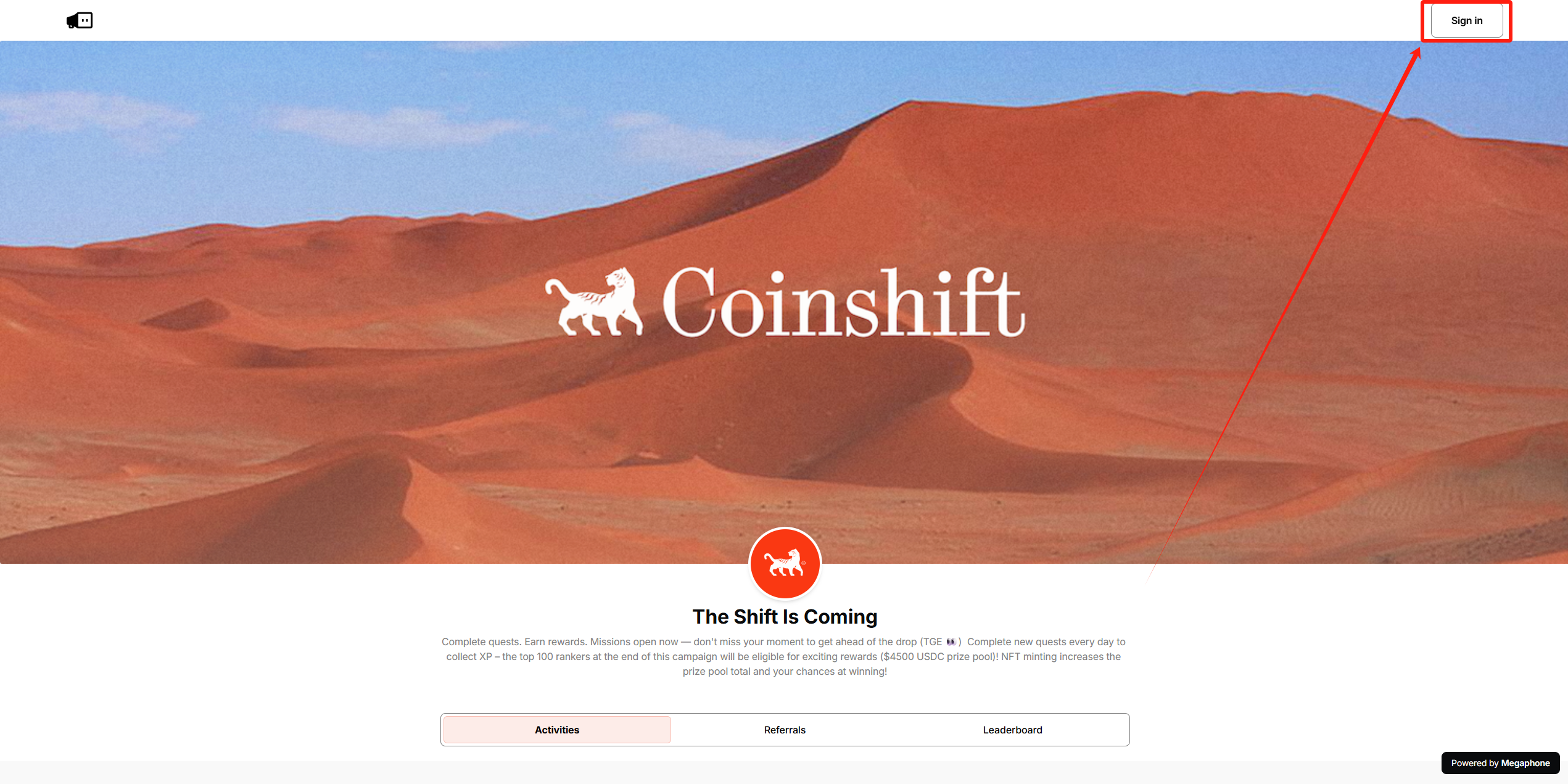 猴嘻空投工具 · ${Coinshift 注册界面}