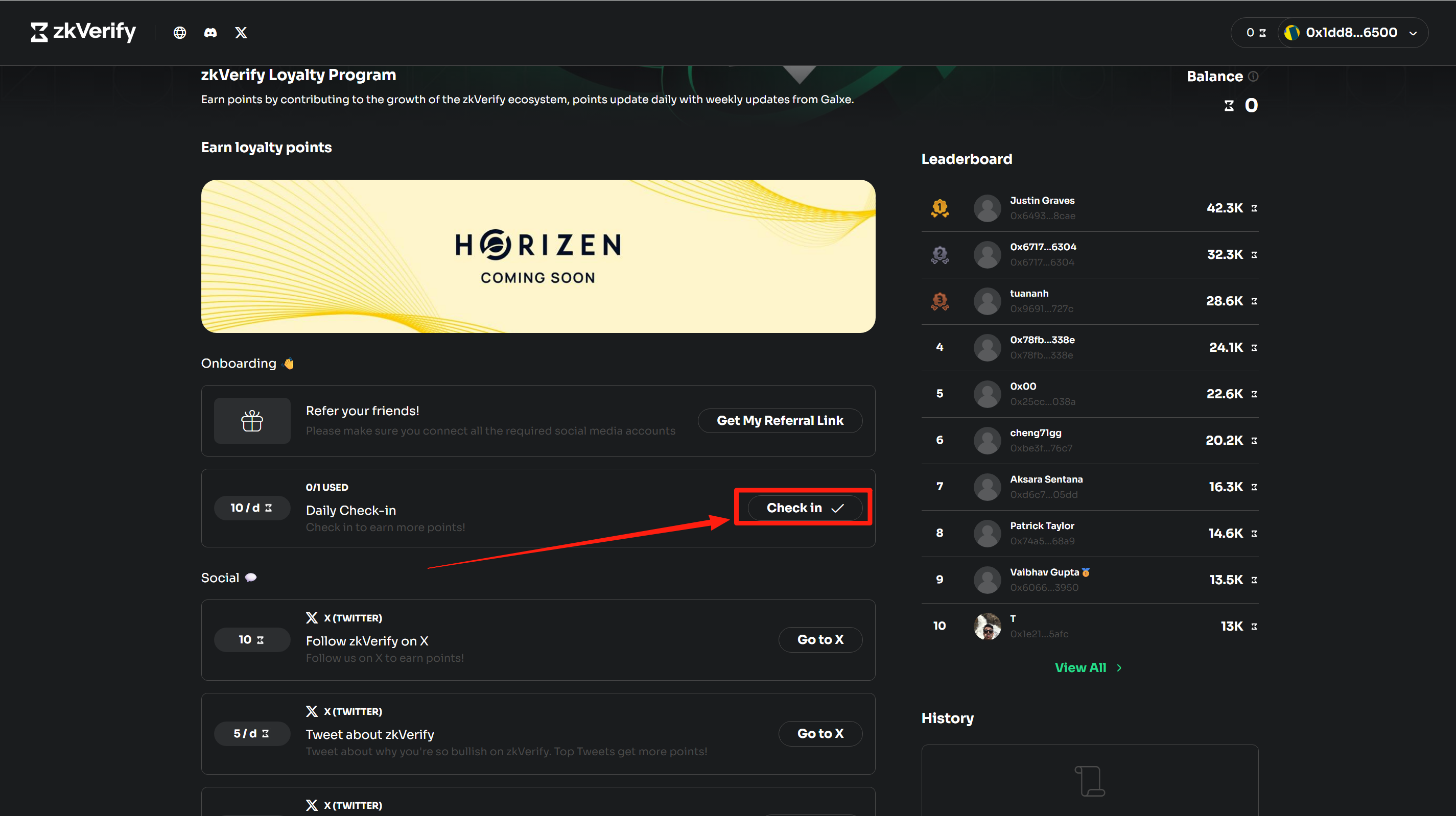 猴嘻自动撸空投 · zkVerify 签到